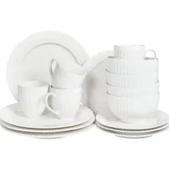 Leen Bakker COWSLIP - Servies set van 16 - Wit - Porselein