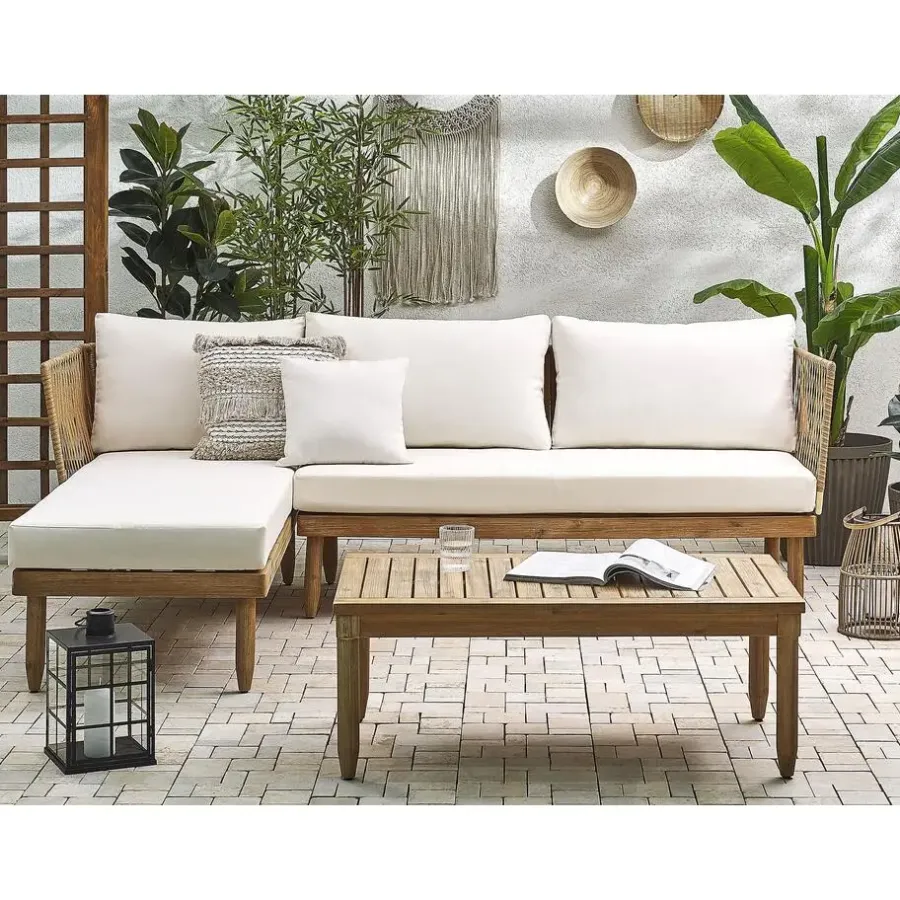 Beliani CREMONA - Loungeset voor 4 - Lichte houtkleur - Acaciahout