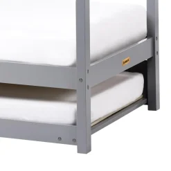 1-Persoons Bedden-Beliani CRILLON - Onderschuifbed - Grijs - 90 x 200 - Hout
