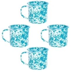 Kopjes, Mokken En Bekers-Merkloos Crow Canyon Home Mokkenset Splatter - 4 Stuks - Turquoise