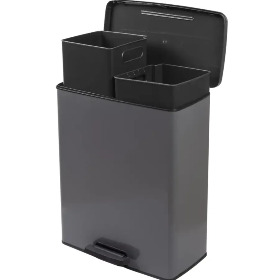 Curver Decobin Duo Prullenbak - 26L+26L - Rechthoekig - Cool Grey
