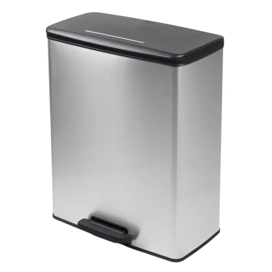 Prullenbakken-Curver Decobin Prullenbak - 65L - Rechthoekig - Zilver metallic