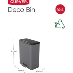 Prullenbakken-Curver Decobin Prullenbak - 65L - Rechthoekig - Cool Grey