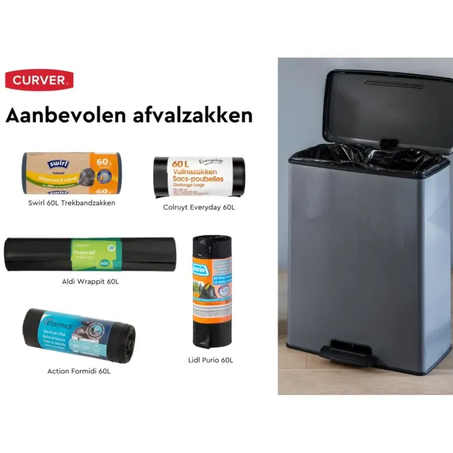 Prullenbakken-Curver Decobin Prullenbak - 65L - Rechthoekig - Cool Grey