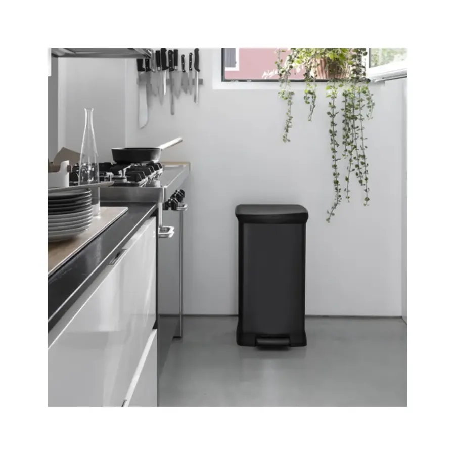 Prullenbakken-Curver Decobin Prullenbak- 50L - 39x29x72 cm - Zwart