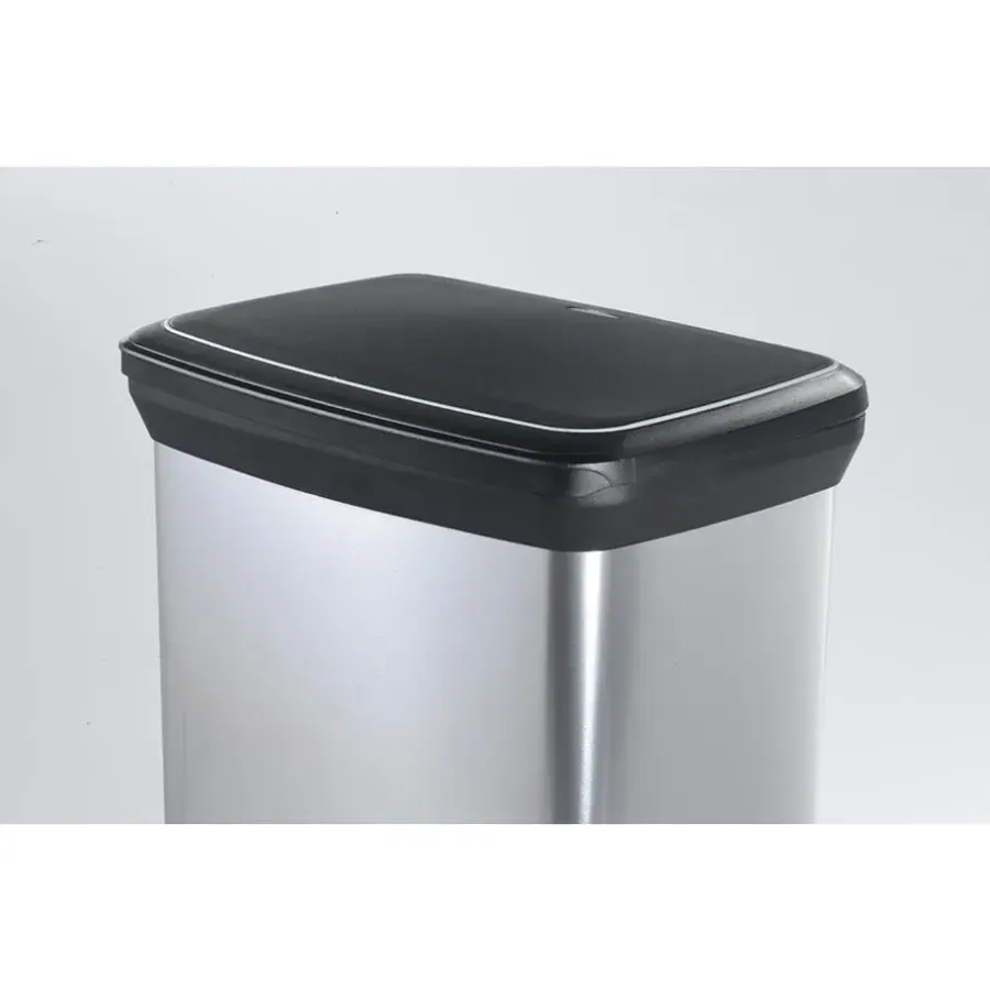 Prullenbakken-Curver Decobin Prullenbak- 50L - 39x29x72 cm - Zilver Metallic