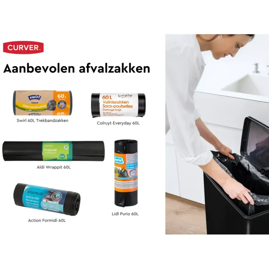 Curver Decobin Prullenbak - 65L - Rechthoekig - Zwart