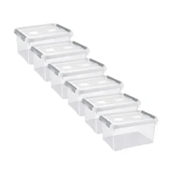 Curver Handy+ Opbergbox - 15L - 6 stuks - Transparant met deksel