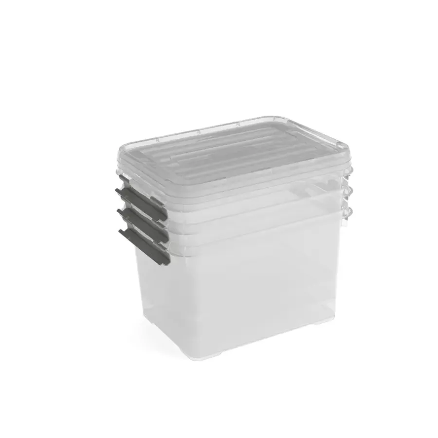 Opbergboxen-Curver Handy+ Opbergbox - 20L - 3 stuks - Transparant met deksel