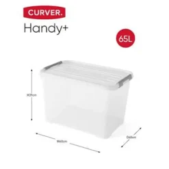 Opbergboxen-Curver Handy+ Opbergbox - 65L - 2 stuks - Transparant met deksel