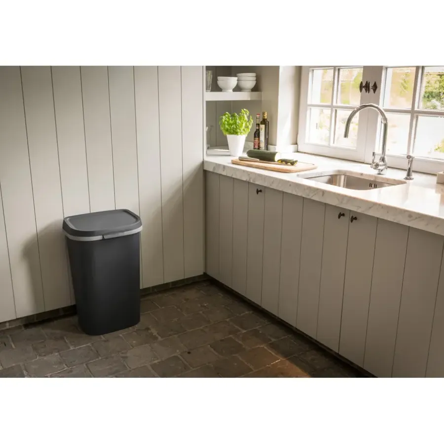 Prullenbakken-Curver Mistral Flat Prullenbak - 50L - Antraciet