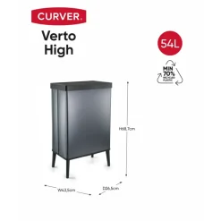 Prullenbakken-Curver Verto High - Prullenbak 54L - Blauw - 44x27x69cm