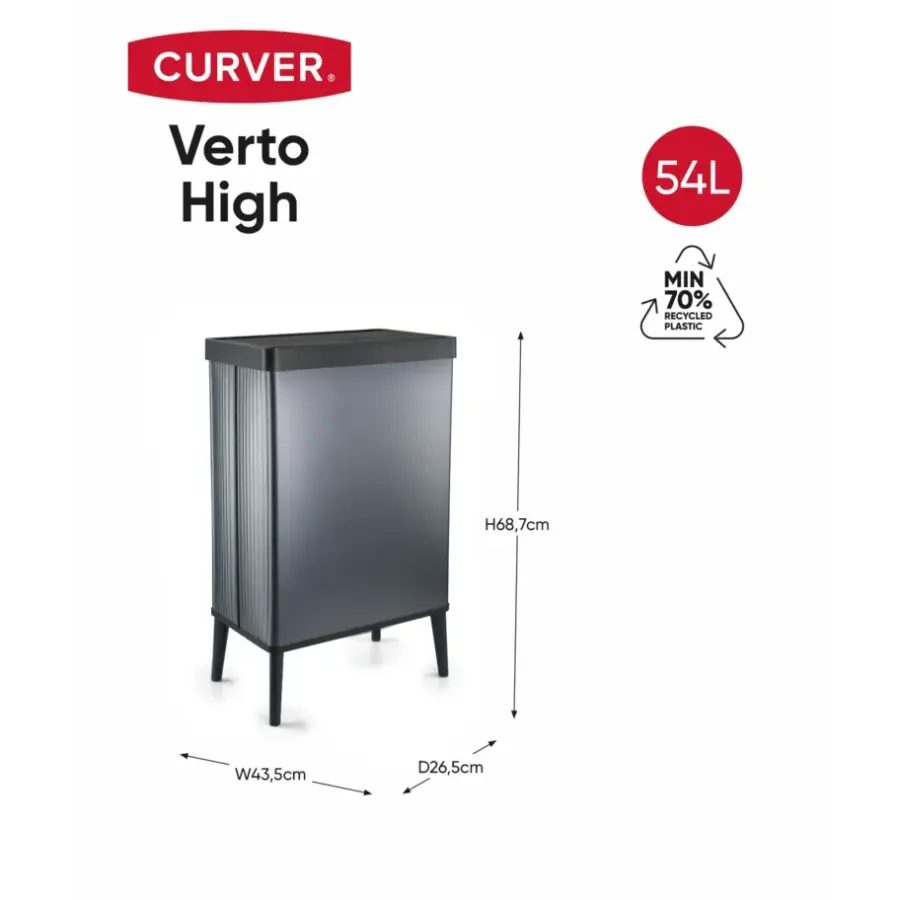 Prullenbakken-Curver Verto High - Prullenbak 54L - Blauw - 44x27x69cm