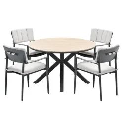 Tuinsets-Garden Impressions Dane tuinset 5-delig - Tulli tuintafel Ø122 cm