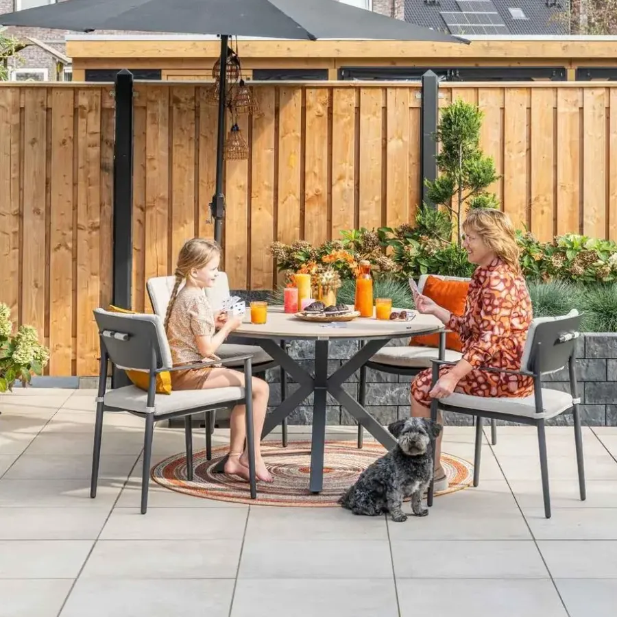 Tuinsets-Garden Impressions Dane tuinset 5-delig - Tulli tuintafel Ø122 cm