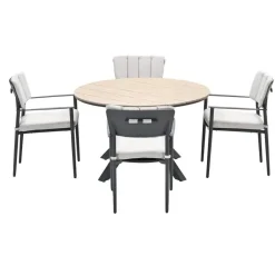 Tuinsets-Garden Impressions Dane tuinset 5-delig - Tulli tuintafel Ø122 cm