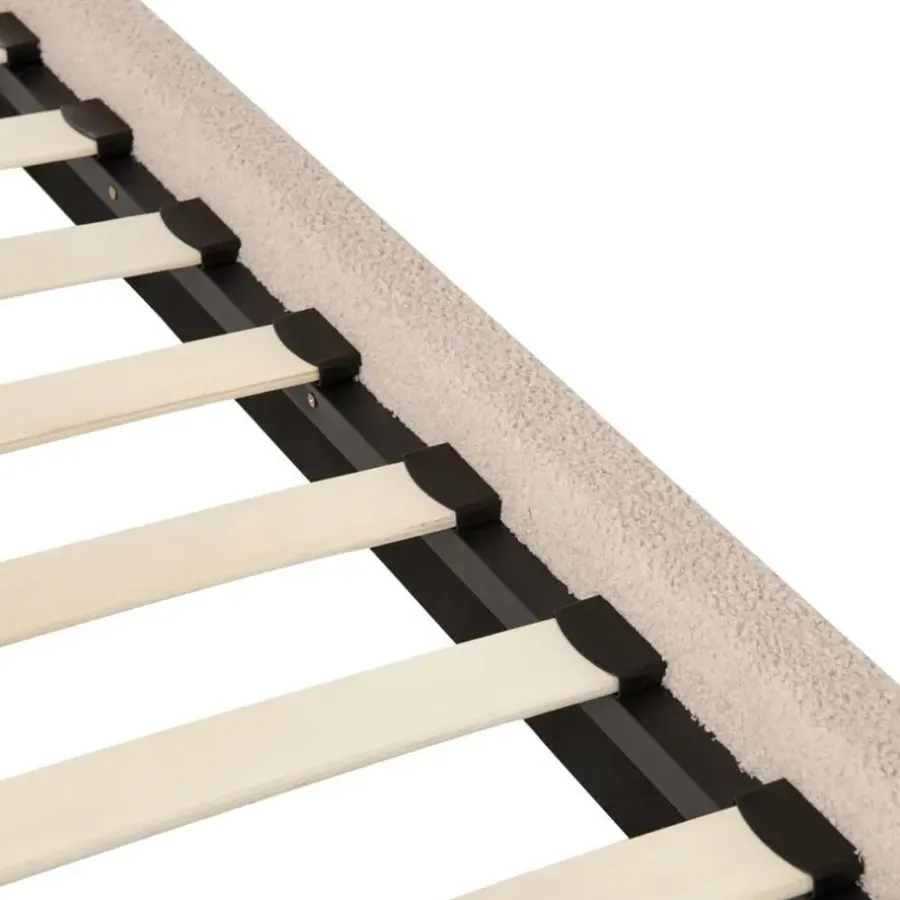 Kinderbedden-Beliani DANNEMOIS - Tweepersoonsbed - Taupe - 160x200 cm - Bouclé