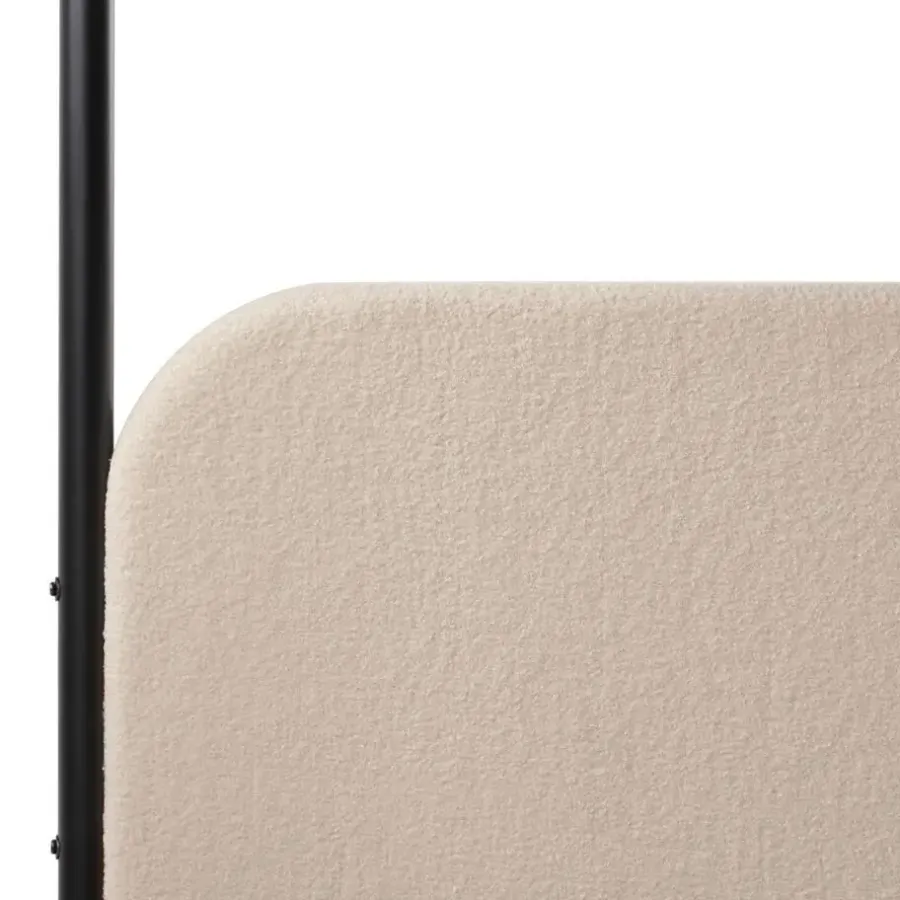 Kinderbedden-Beliani DANNEMOIS - Tweepersoonsbed - Taupe - 160x200 cm - Bouclé