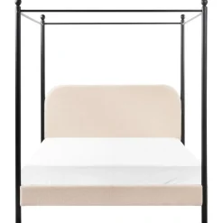 Beliani DANNEMOIS - Tweepersoonsbed - Beige - 140x200 cm - Bouclé