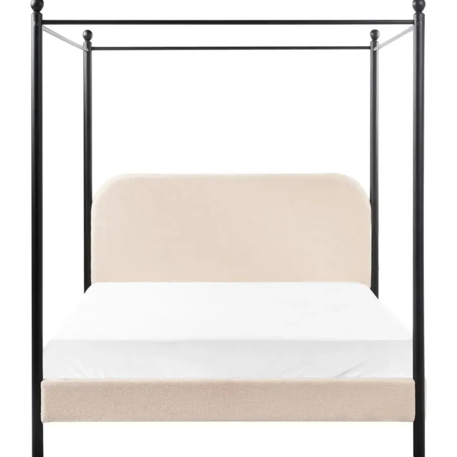 Beliani DANNEMOIS - Tweepersoonsbed - Beige - 140x200 cm - Bouclé