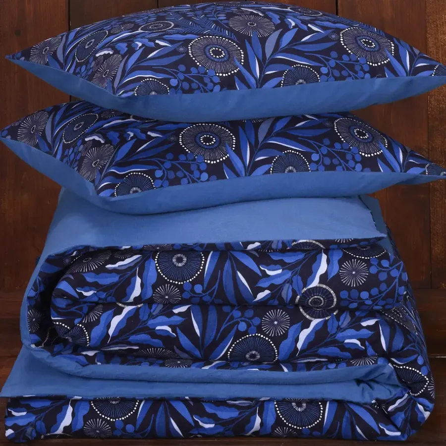 De Witte Lietaer Dekbedovertrek Moonflower Cobalt Blue - 240 x 220 cm - Flanel