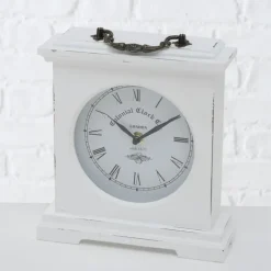 Klokken-Deco by Boltze Tafelklok St James - wit - H23 cm - glas/hout