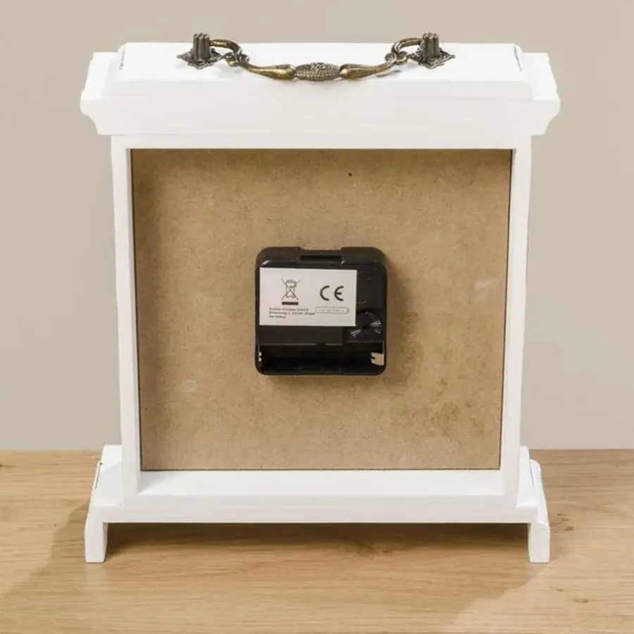 Klokken-Deco by Boltze Tafelklok St James - wit - H23 cm - glas/hout