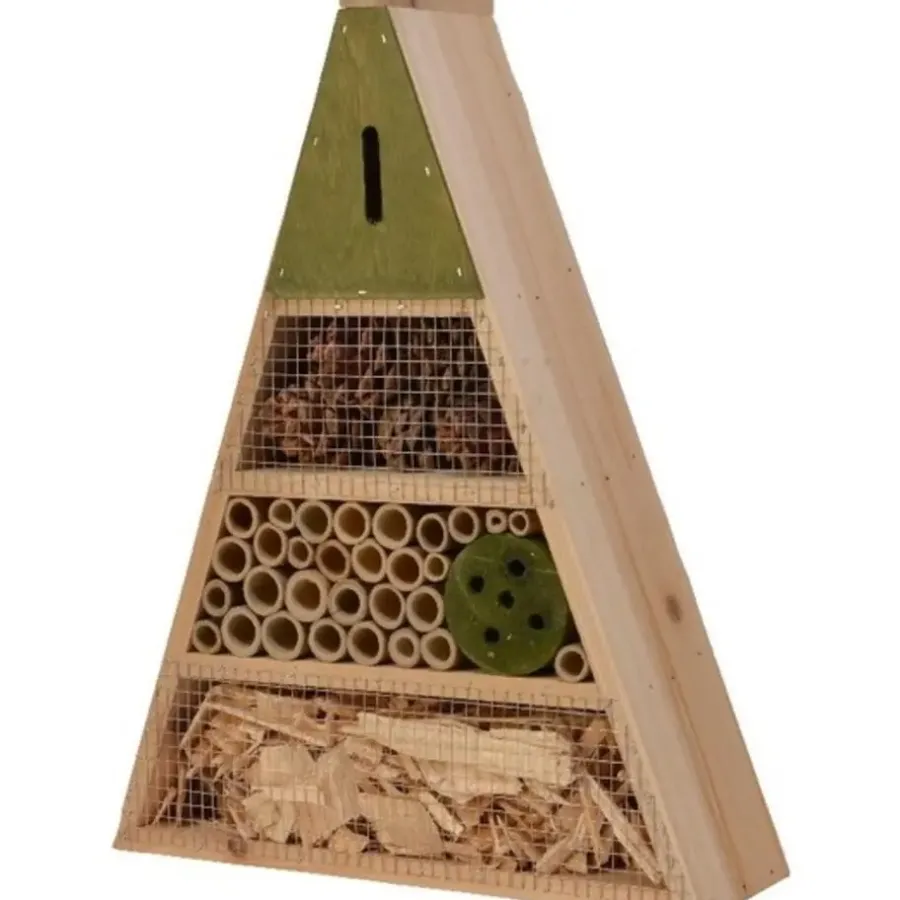 Tuindecoratie-Decoris Insectenhotel - driehoek - lichtgroen - 19 cm