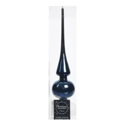 Decoris kerst piek - donkerblauw - 26 cm - glas - glans