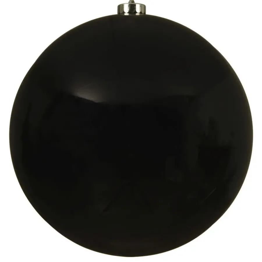 Decoris Kerstbal - zwart - groot - kunststof - 20 cm