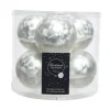 Decoris Kerstballen - 6 st - wit - glas - mat-glans - 8 cm