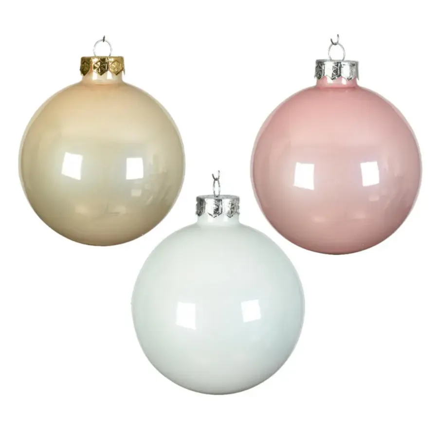 Kerstballen-Decoris Kerstballen - 49 st - lichtroze/parel/wit - glas - 6 cm