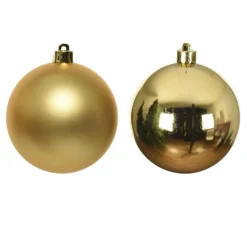 Decoris Kerstballen - 12 stuks - goudkleurig - mat en glans
