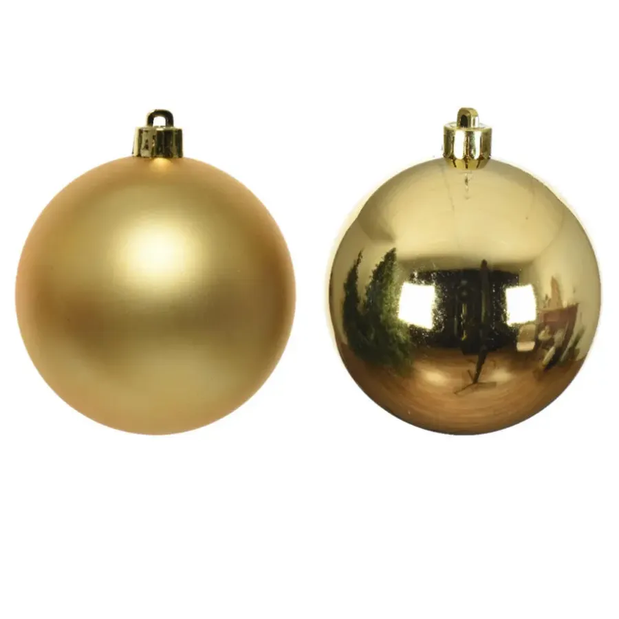Decoris Kerstballen - 12 stuks - goudkleurig - mat en glans