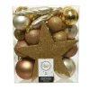 Kerstballen|Kerstdecoratie-Decoris kerstballen - 34-dlg - goud/champagne/bruin - kunststof