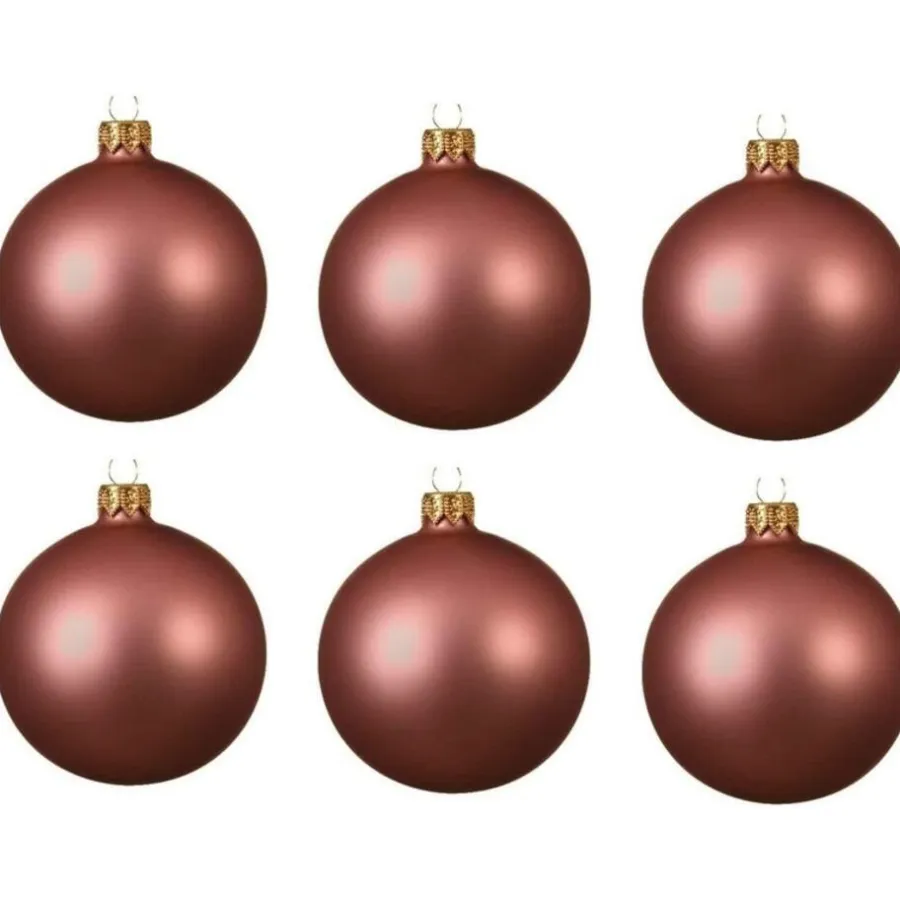 Kerstballen-Decoris kerstballen - 6x - oudroze - 8 cm - glas - mat