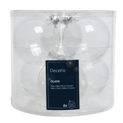 Kerstballen|Kerstdecoratie-Decoris kerstballen - 6x - transparant parelmoer - D8 cm - glas