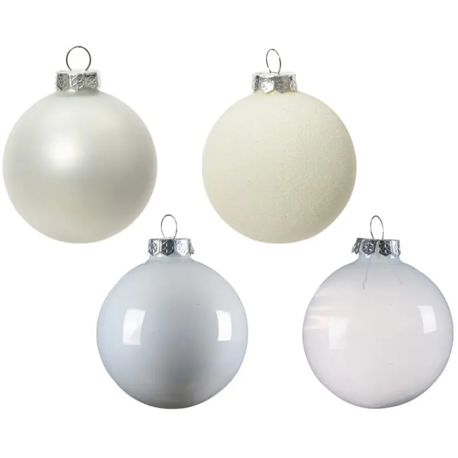 Kerstballen-Decoris kerstballen - 42x - wit - glas - 5-6-7 cm