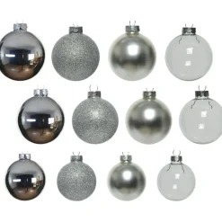 Kerstballen-Decoris Kerstballen - 42x - zilver - 5-6-7 cm - glas