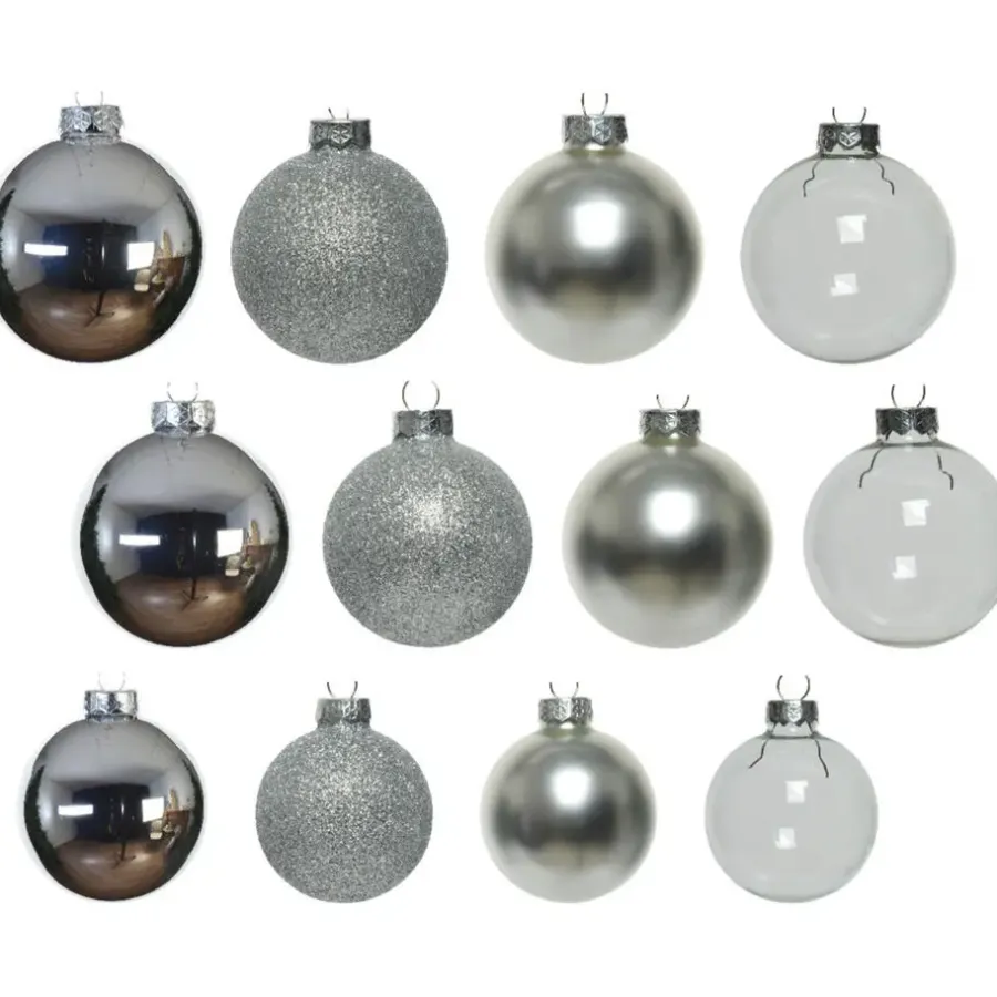 Kerstballen-Decoris Kerstballen - 42x - zilver - 5-6-7 cm - glas