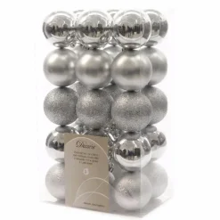 Kerstballen|Kerstdecoratie-Decoris kerstballen - 30x st - zilver - D6 cm