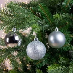 Kerstballen|Kerstdecoratie-Decoris kerstballen - 30x st - zilver - D6 cm