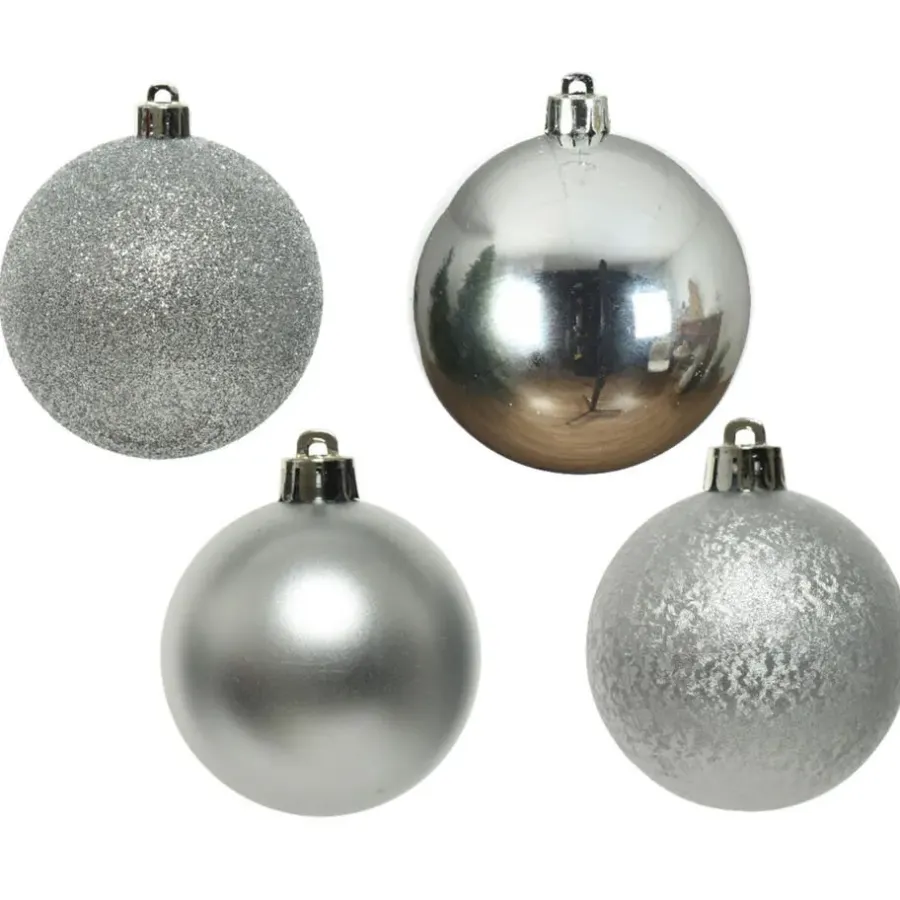 Kerstballen|Kerstdecoratie-Decoris kerstballen - 30x st - zilver - D6 cm