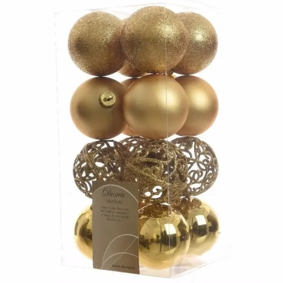 Decoris Kerstballen - 16x st - goud - D6 cm - kunststof