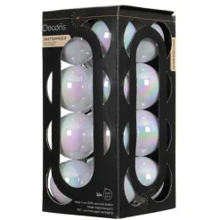 Decoris Kerstballen - 16x st - wit parelmoer - D4 cm - kunststof