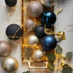 Decoris Kerstballen - 26x st - donkerblauw - 6-8-10 cm