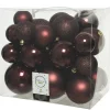 Decoris Kerstballen - 26x st - mahonie bruin - 6-8-10 cm