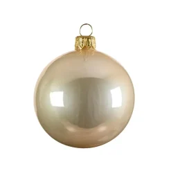 Kerstballen|Kerstdecoratie-Decoris Kerstballen set - 6x stuks - parel/champagne - 6 cm