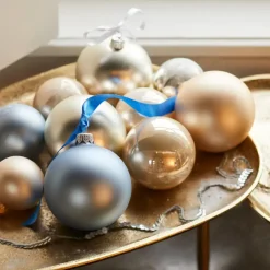 Kerstballen|Kerstdecoratie-Decoris Kerstballen set - 6x stuks - parel/champagne - 6 cm