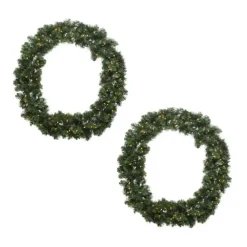 Decoris Kerstkrans - groen - warm verlichting - timer - 60 cm